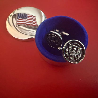 Embassy of Bahrain | 2026 | Diplomatic Gift | Pewter Jewel Box and Cufflinks | Patriotic Gifts