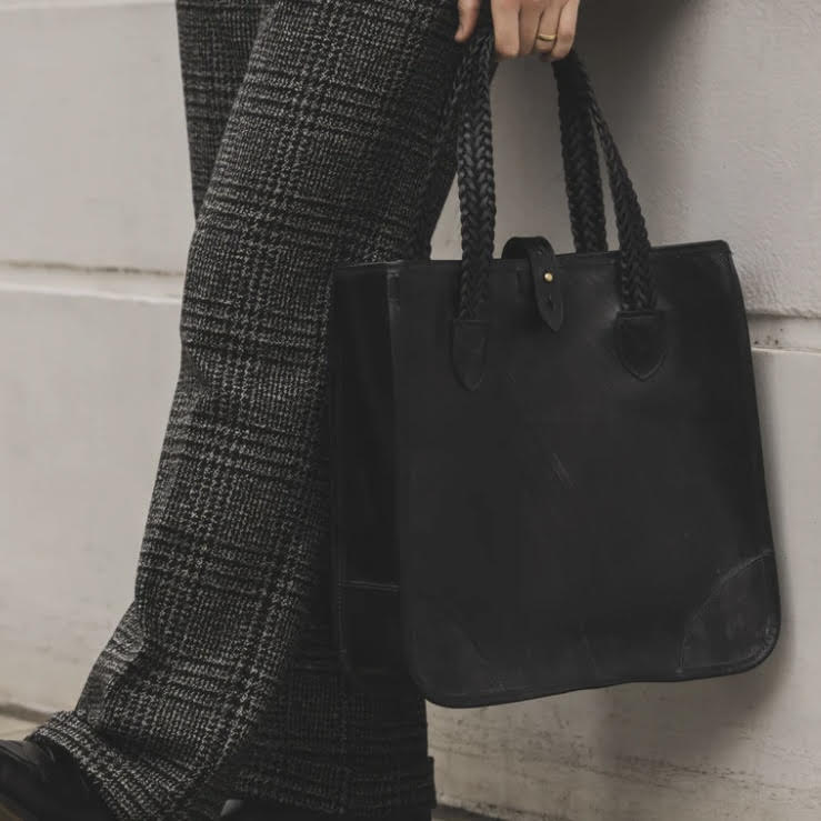 Beorma's Bodleian Tote | English Bridle | Made in England | 14" Open Tote with Braided Handles