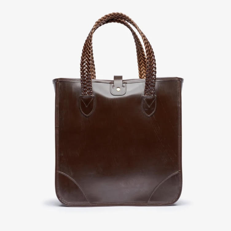 Beorma's Bodleian Tote | English Bridle | Made in England | 14" Open Tote with Braided Handles