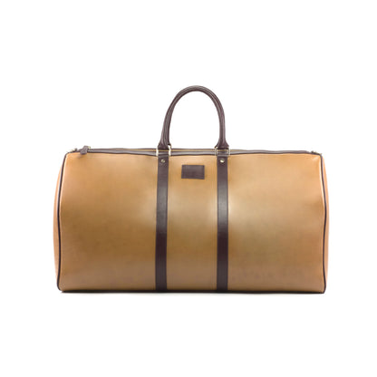 Custom Luxury Travel Bag | MTO | Handcrafted in Spain | Tan Calf with Brown Calf Leather Trim  |  Sterling & Burke Ltd (Copy)