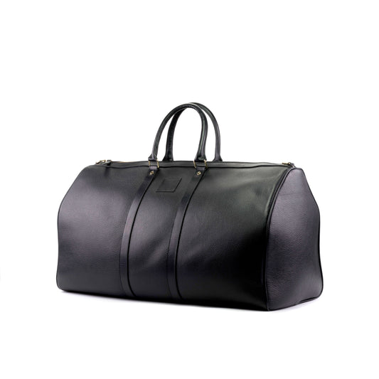 Custom Luxury Travel Bag | MTO | Handcrafted in Spain | Black Pebbled Calf Leather |  Sterling & Burke Ltd