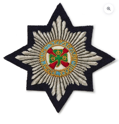 Blazer Badge | Irish Guards | Elegant 4 Leaf Clover in Silver Crest Blazer Badge | Made in England