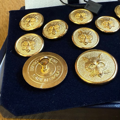 Fox Head Blazer Buttons | Gold Plated Blazer Buttons | Made in England | Benson and Clegg, London
