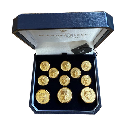 Fox Head Blazer Buttons | Gold Plated Blazer Buttons | Made in England | Benson and Clegg, London