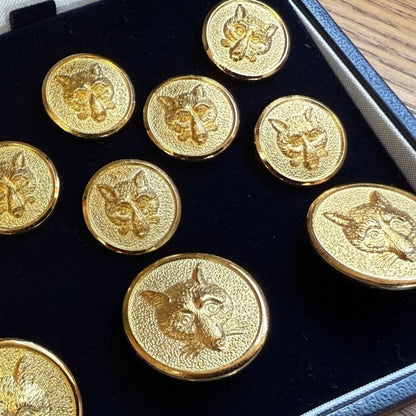 Fox Head Blazer Buttons | Gold Plated Blazer Buttons | Made in England | Benson and Clegg, London