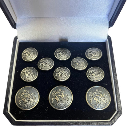 St George & The Dragon Blazer Button Set | Single-Breasted Blazer Buttons | Antique Silver | Made in UK