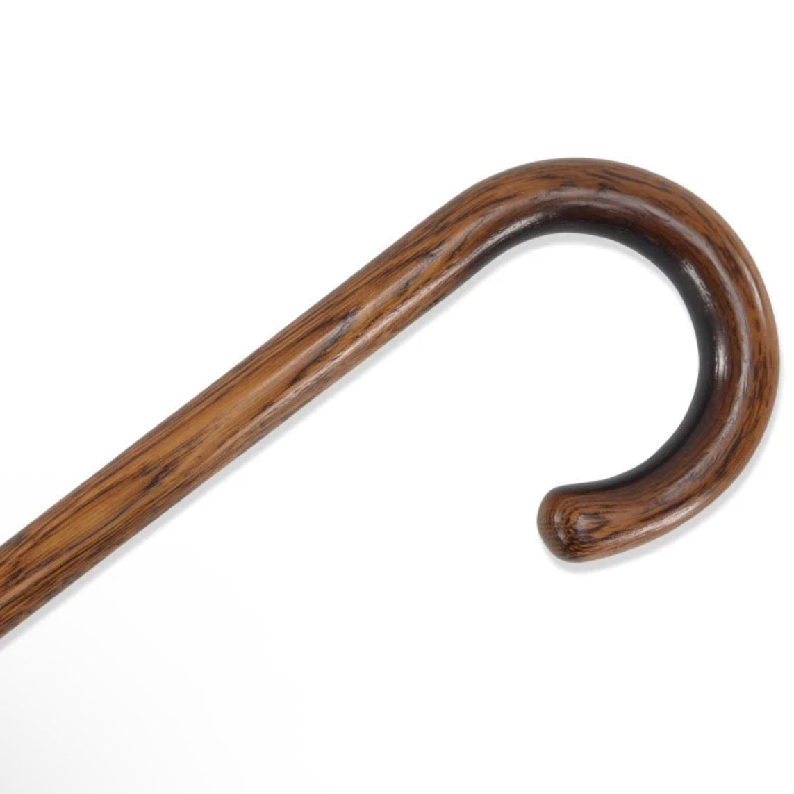 Burn marks under the crook on an oak cane