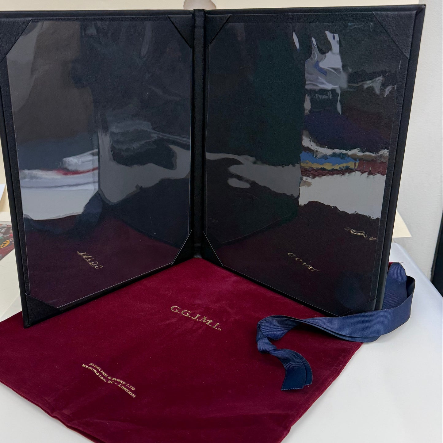 GIFT: GGJML | Custom Certificate Holder | Black Bonded Leather | Double Sided