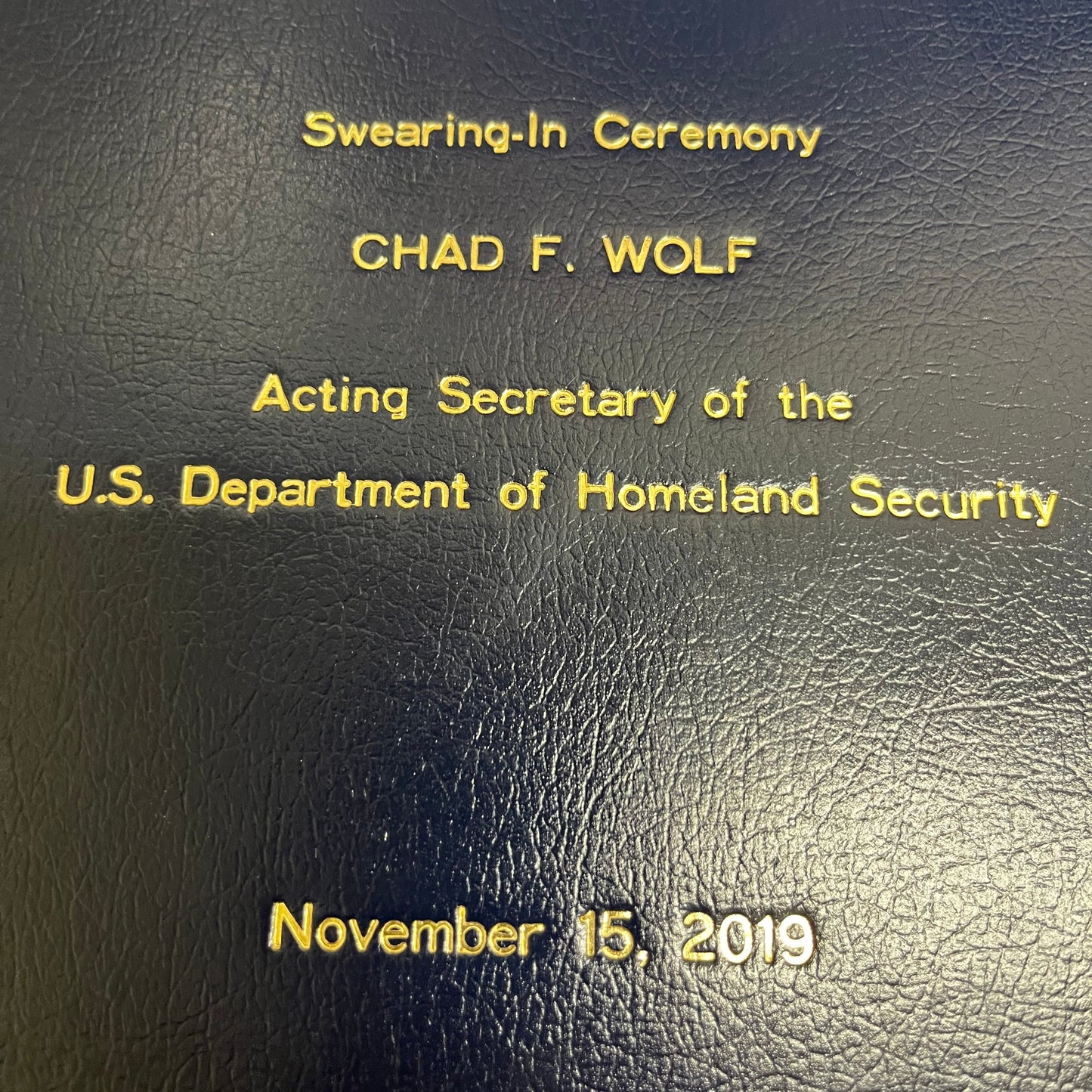 Certificate Holder (COM) with Gold Stamp Personalization | Mr. Wolf | Department of Homeland Security