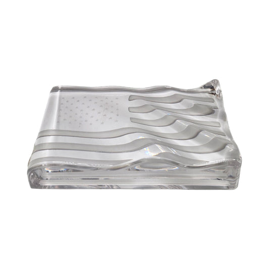 US World & News Report Crystal Waving Flag | Award | Paperweight | American Flag Award | Crystal USA Flag | 6 inches
