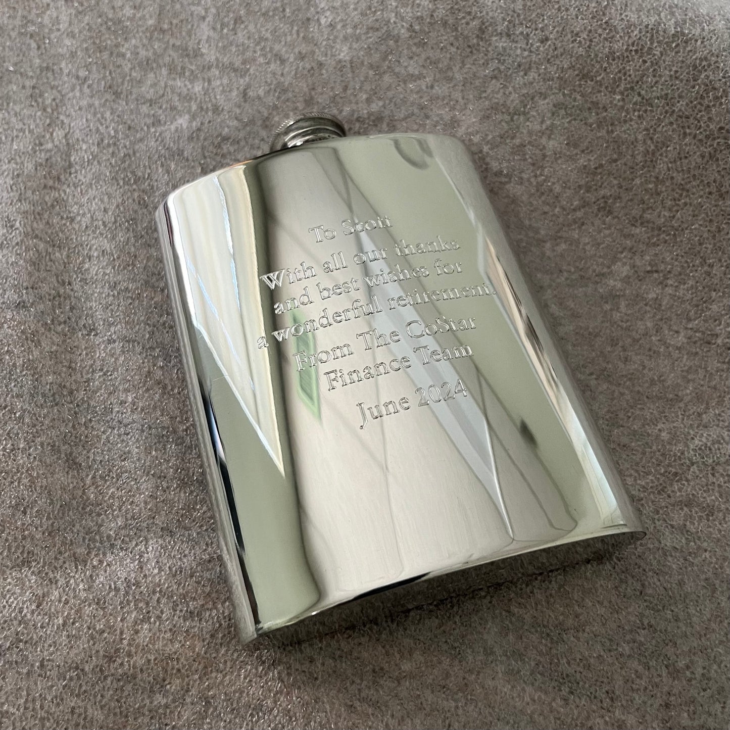 Pewter Flask | 6 Oz | Curved Flask | Hip Flask | Flat Top | Solid Pewter Hip Flask | Engraves Beautifully | Made in England