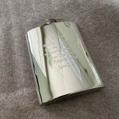 CoStar Retirement Gift | Solid Pewter Hip Flask | Hand Made in England | Engraved | Gift Wrap