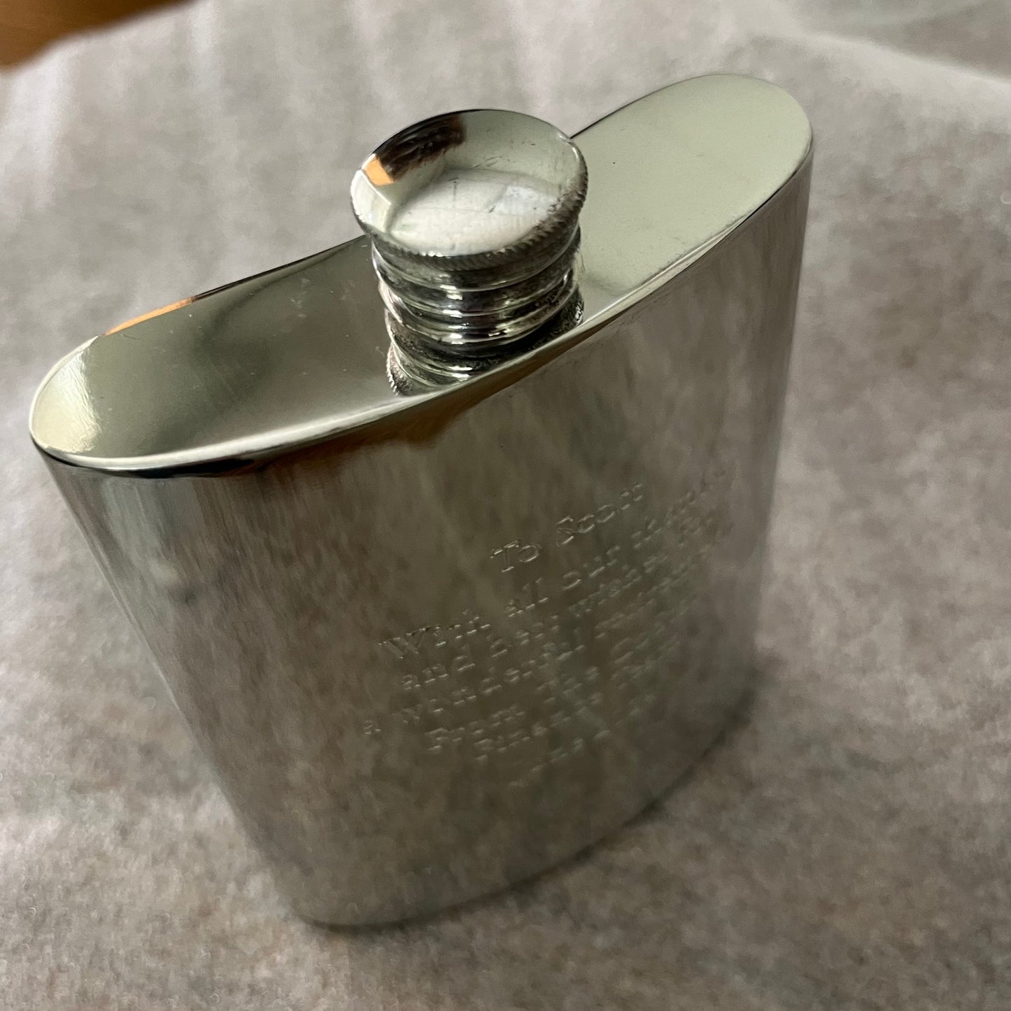 Pewter Flask | 6 Oz | Curved Flask | Hip Flask | Flat Top | Solid Pewter Hip Flask | Engraves Beautifully | Made in England