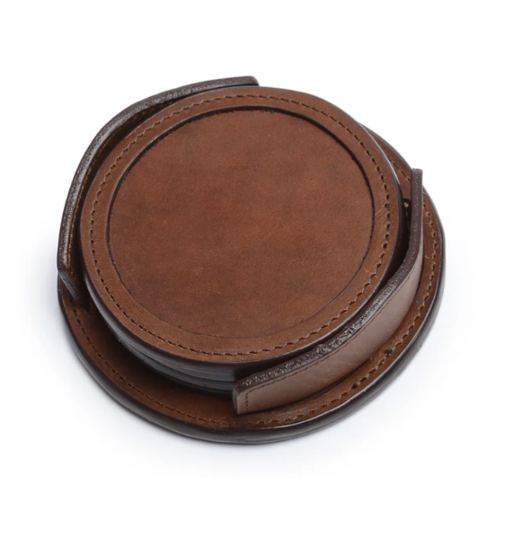 Leather Coaster Set | Logo and Initials | Korchmar Leather