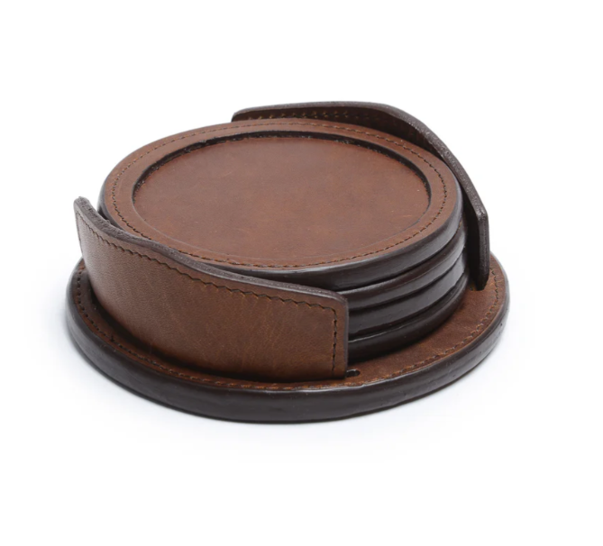 Leather Coaster Set | Logo and Initials | Korchmar Leather