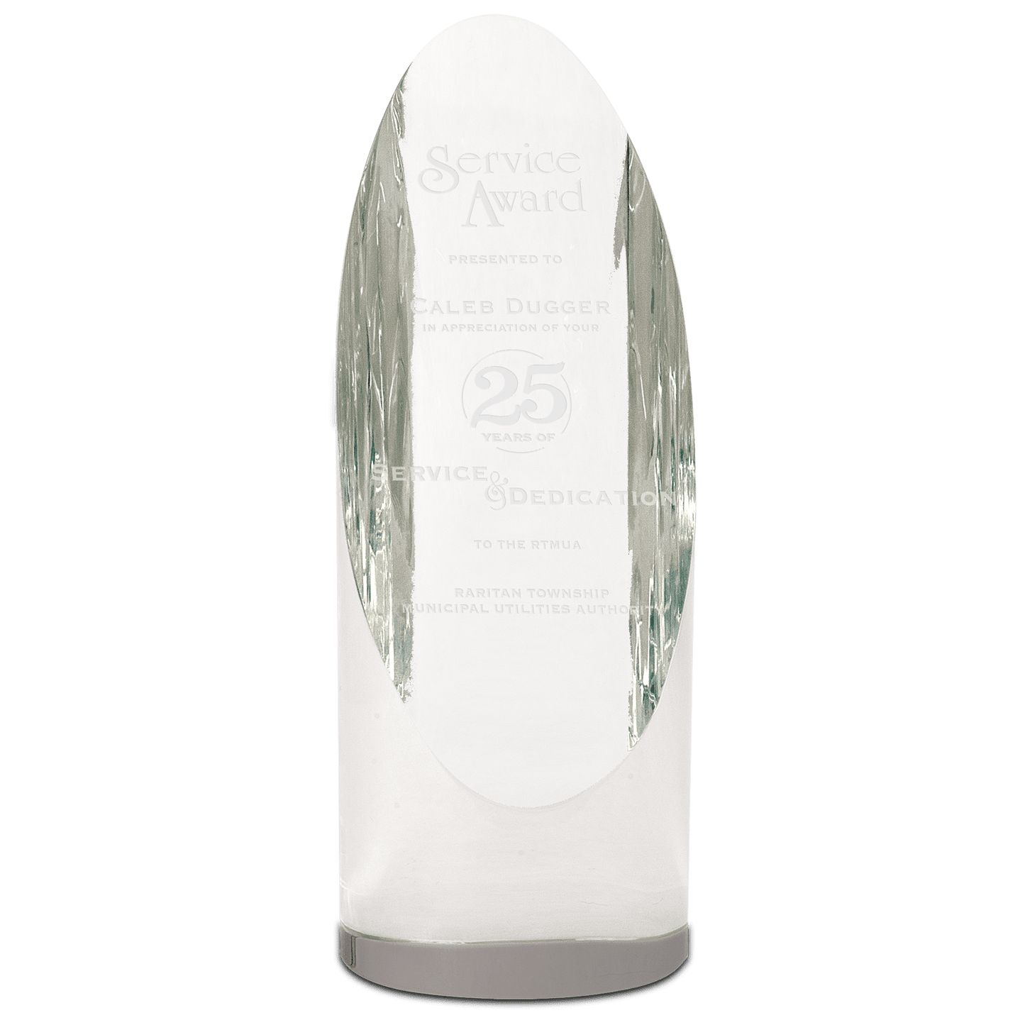 Crystal Cylinder Oval | Crystal Award Etched | 6.5 and 7.5 inch Height