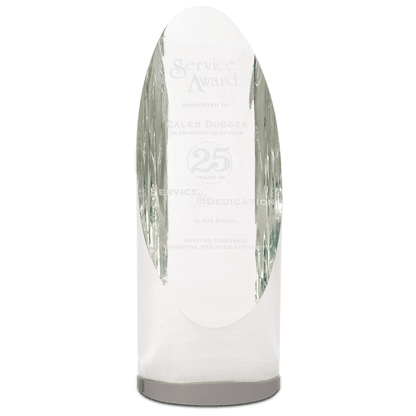 Crystal Cylinder Oval | Crystal Award Etched | 6.5 and 7.5 inch Height