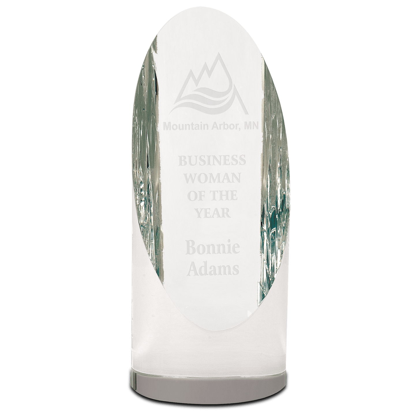Crystal Cylinder Oval | Crystal Award Etched | 6.5 and 7.5 inch Height