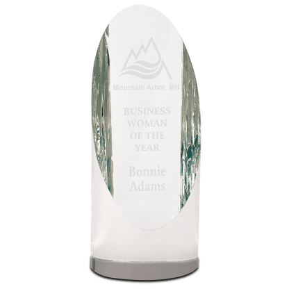 Crystal Cylinder Oval | Crystal Award Etched | 6.5 and 7.5 inch Height