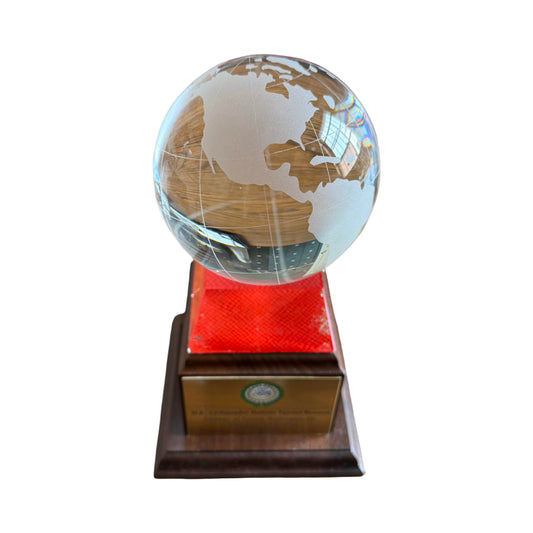 LEAGUE OF ARAB STATES | 2025 | Ambassador Gift | Crystal Globe | Resting on Walnut Base