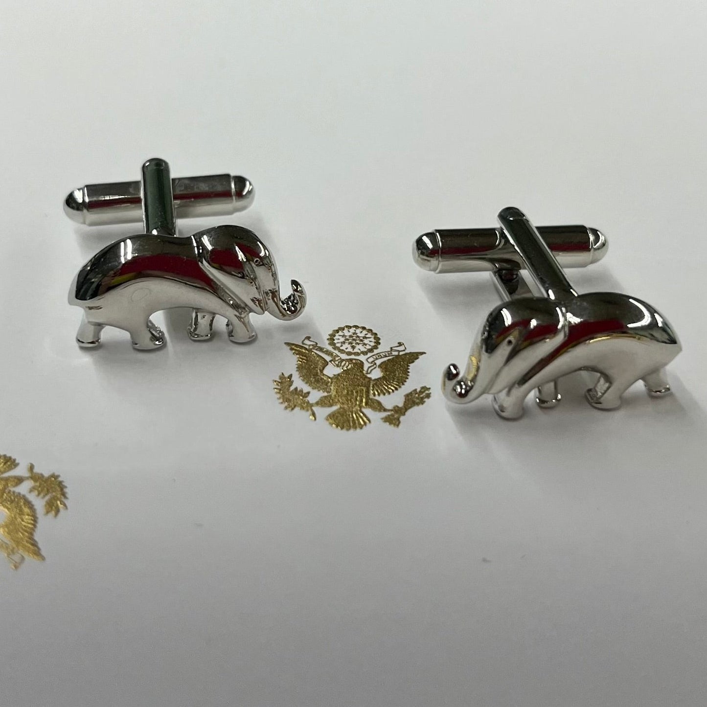 Republican Elephant Cufflinks | GOP Elephant Cufflinks Manufactured in USA | Silver Finish and Gold Finish