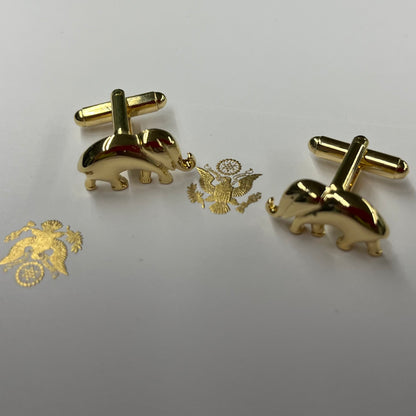 Republican Elephant Cufflinks | GOP Elephant Cufflinks Manufactured in USA | Silver Finish and Gold Finish