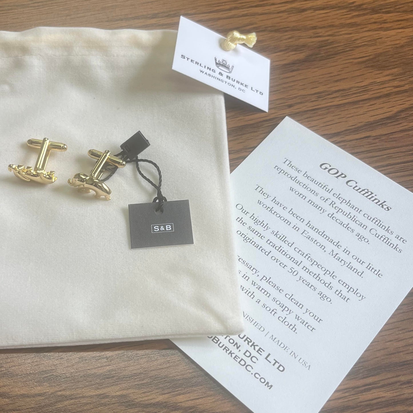 GOP Cuff Links | The First Republican Elephant Cufflinks | Made in USA & UK
