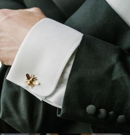 Honey Bee Cufflinks | Gold Bee Cufflinks | Polished Gold Plate Bee Cuff Links
