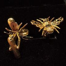 Honey Bee Cufflinks | Gold Bee Cufflinks | Polished Gold Plate Bee Cuff Links