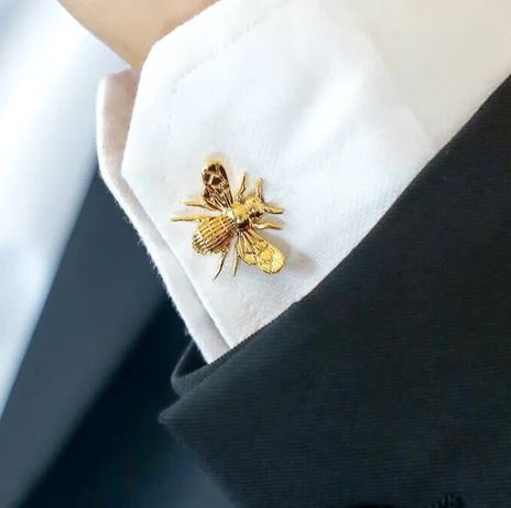 Honey Bee Cufflinks | Gold Bee Cufflinks | Polished Gold Plate Bee Cuff Links