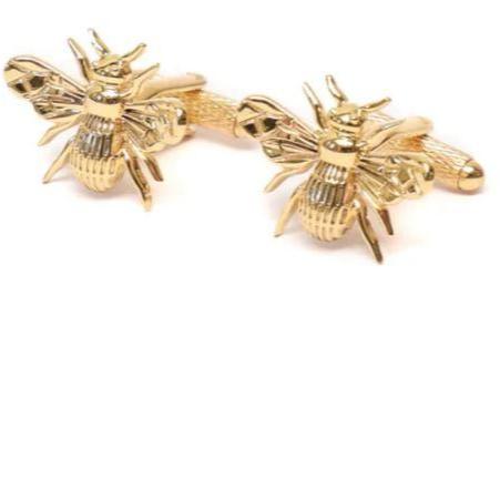 Honey Bee Cufflinks | Gold Bee Cufflinks | Polished Gold Plate Bee Cuff Links