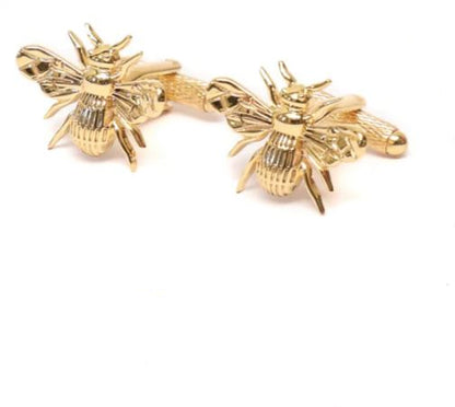 Honey Bee Cufflinks | Gold Bee Cufflinks | Polished Gold Plate Bee Cuff Links