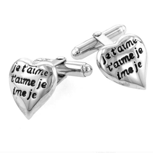 I Love You in French Cufflinks | Sterling Silver Je t'aime Cufflinks | Studio Burke Ltd