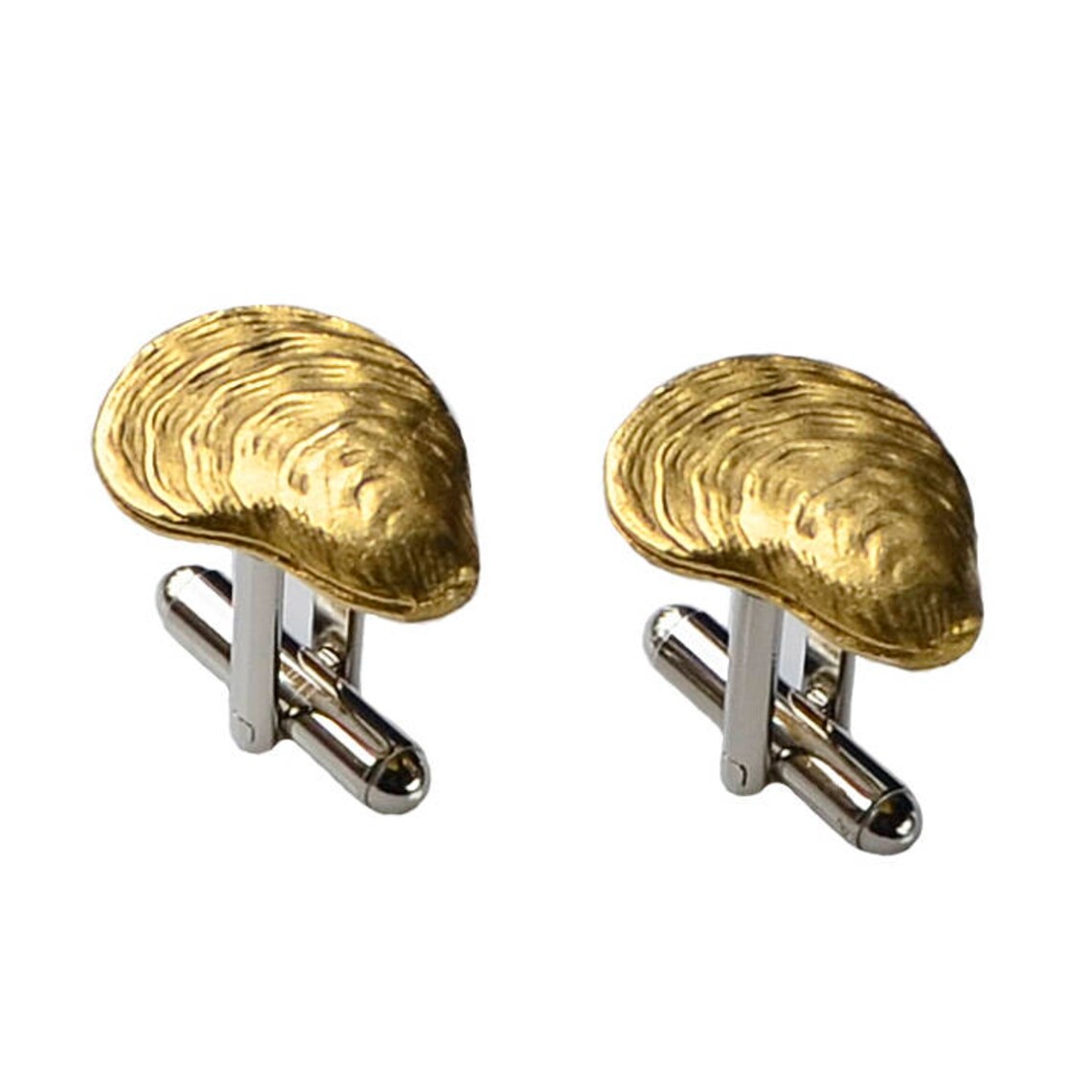 Oysters! Oysters! Oysters! | Cufflinks, Lapel Pin, Tuxedo Studs | Solid Pewter and Gold Plate | Manufactured in USA