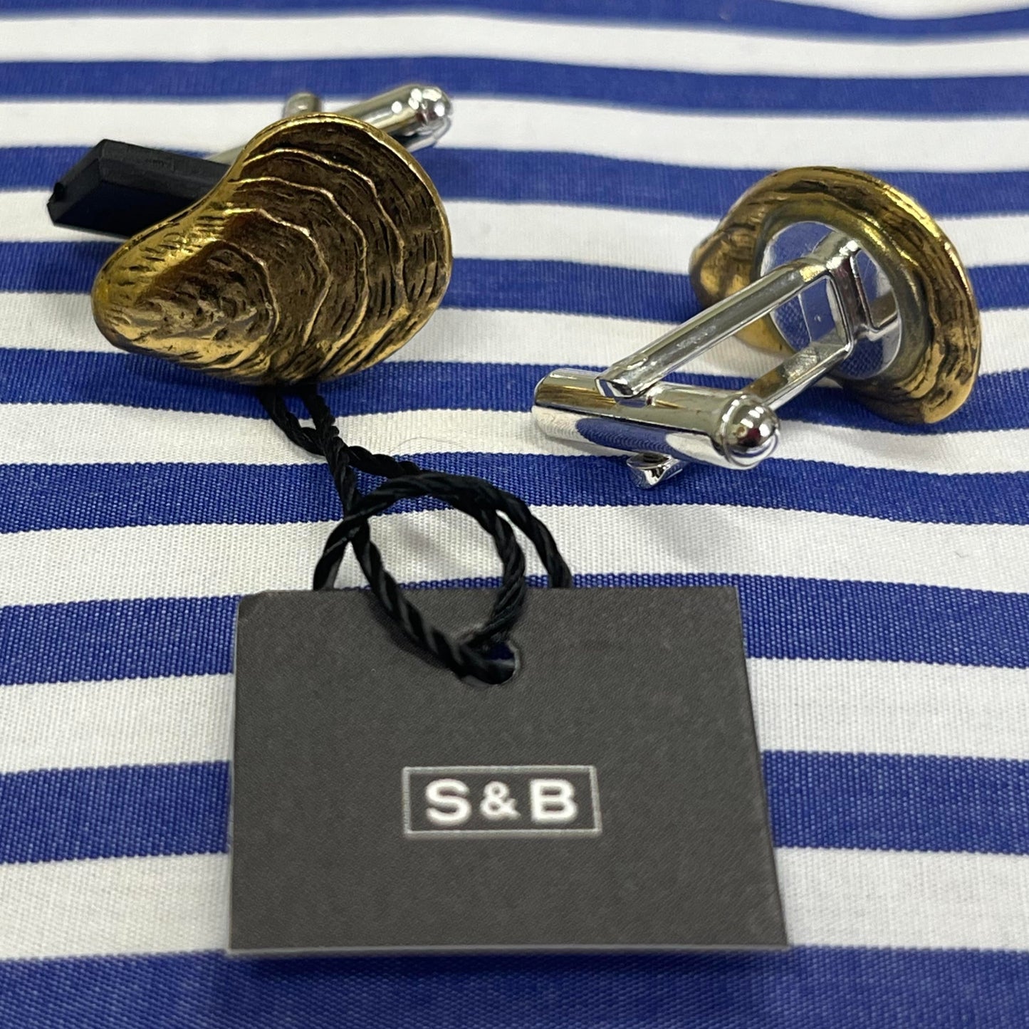 Oysters! Oysters! Oysters! | Cufflinks, Lapel Pin, Tuxedo Studs | Solid Pewter and Gold Plate | Manufactured in USA