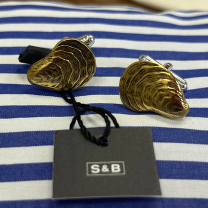 Oysters! Oysters! Oysters! | Cufflinks, Lapel Pin, Tuxedo Studs | Solid Pewter and Gold Plate | Manufactured in USA