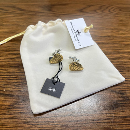 Oysters! Oysters! Oysters! | Cufflinks, Lapel Pin, Tuxedo Studs | Solid Pewter and Gold Plate | Manufactured in USA