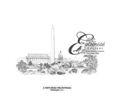Custom Desk Box Gift | US Capitol Building | White House | DC City Scape | 8.5 by 7 by 2.75 inches | Black Stain with Pen & Ink Drawing & Personalization