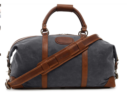 Duffel | Tan Waxed Cotton and Leather Duffle | Twain Canvas Duffle | Korchmar Leather | Initials Included