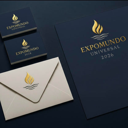 EXPOMUNDO | Bespoke Stationery | Custom Folder | 3D Embossed Foil Stamped Logo and Text