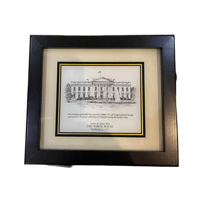 Custom Desk Box Gift | US Capitol Building | White House | DC City Scape | 8.5 by 7 by 2.75 inches | Black Stain with Pen & Ink Drawing & Personalization