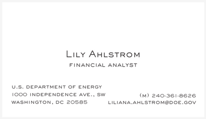 Ahlstrom | Engraved Stationery | Business Cards | August 2026