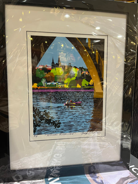 Embassy of Spain: Georgetown University Potomac River View | Artist Joseph Craig English | Framed | Matt Measuring 18 by 24"