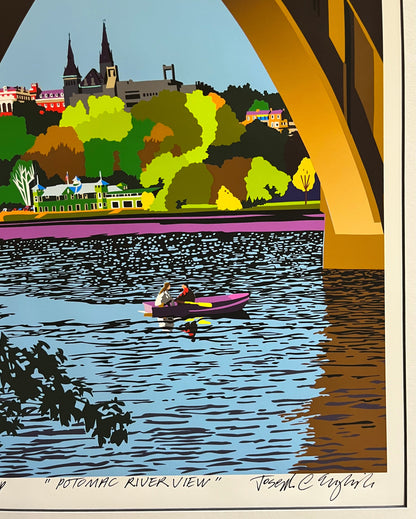 Embassy of Spain: Georgetown University Potomac River View | Artist Joseph Craig English | Framed | Matt Measuring 18 by 24"