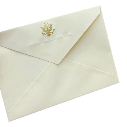 Ambassador Envelopes | A6 6.5 by 4.75 inches | Great Seal Engraved in Gold with Text Embossed