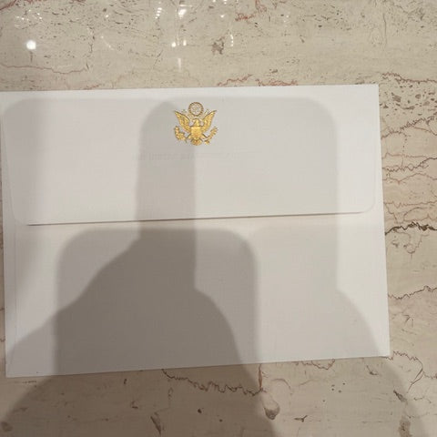 Ambassador Envelopes | A6 6.5 by 4.75 inches | Great Seal Engraved in Gold with Text Embossed
