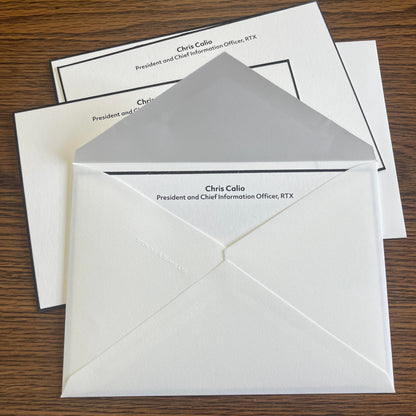 RTX | Bespoke Stationery | Large / Executive Correspondence Card and Envelope Set | Correspondence Card with Logo and Text and Blank Envelope