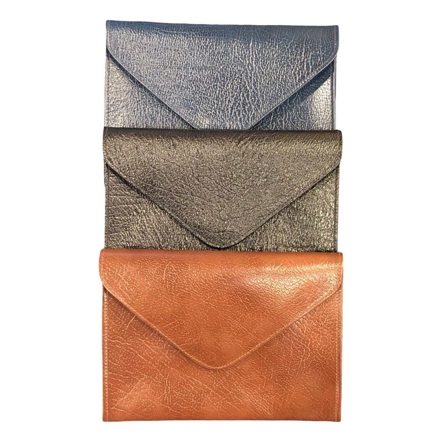 7 Inch Leather Envelope | Small Size Envelope Style Portfolio | Cash Gift Envelope | Embossed Calf Leather | Silk Lining | Made in England | Charing Cross Ltd