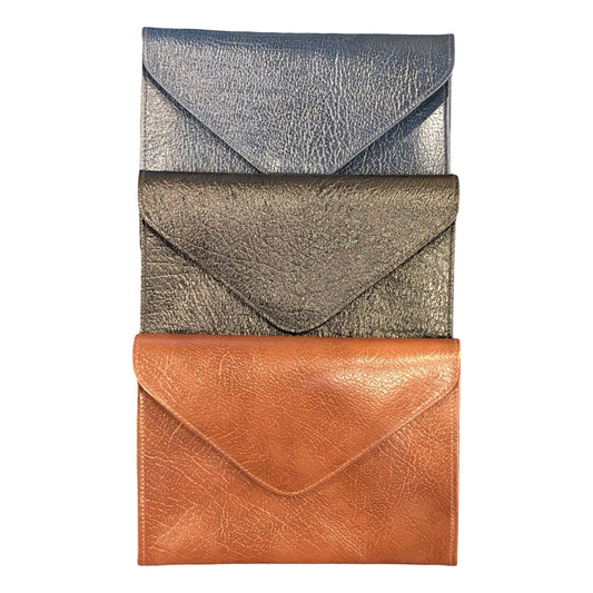 7 Inch Leather Envelope | Small Size Envelope Style Portfolio | Cash Gift Envelope | Embossed Calf Leather | Silk Lining | Made in England | Charing Cross Ltd