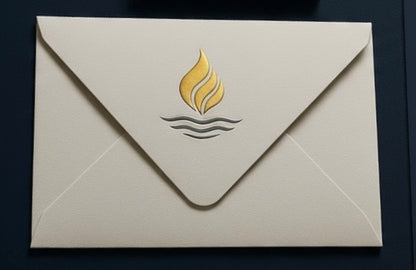 EXPOMUNDO | Bespoke Stationery | European Style Envelope | 3D Embossed Foil Stamped Logo on Flap | Two Colour Foil